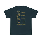 Black Mana Emblem T-Shirt — Ambition • Sacrifice • Dominion • Death