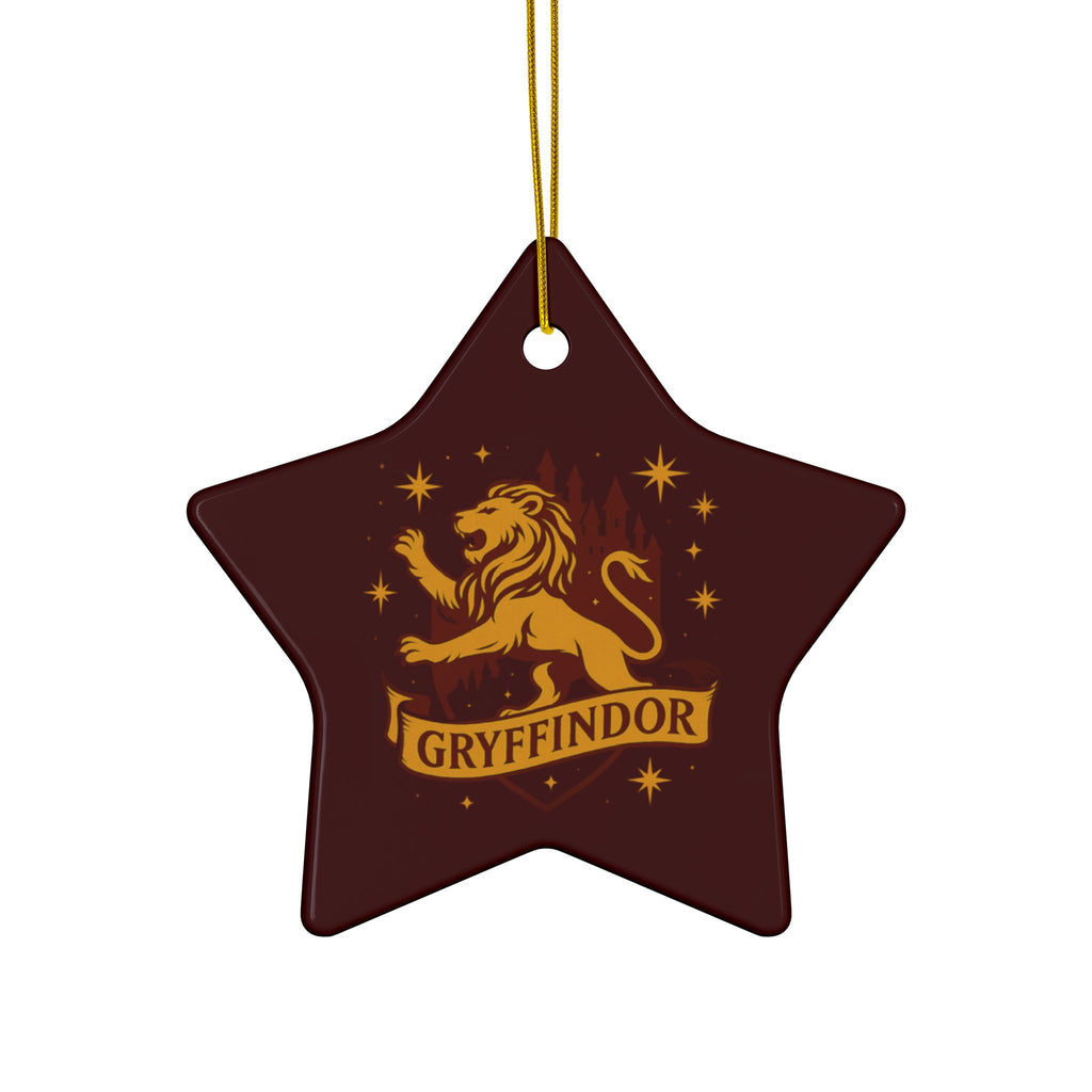 Gryffindor Lion Ceramic Ornament | Round Double-Sided Hogwarts House