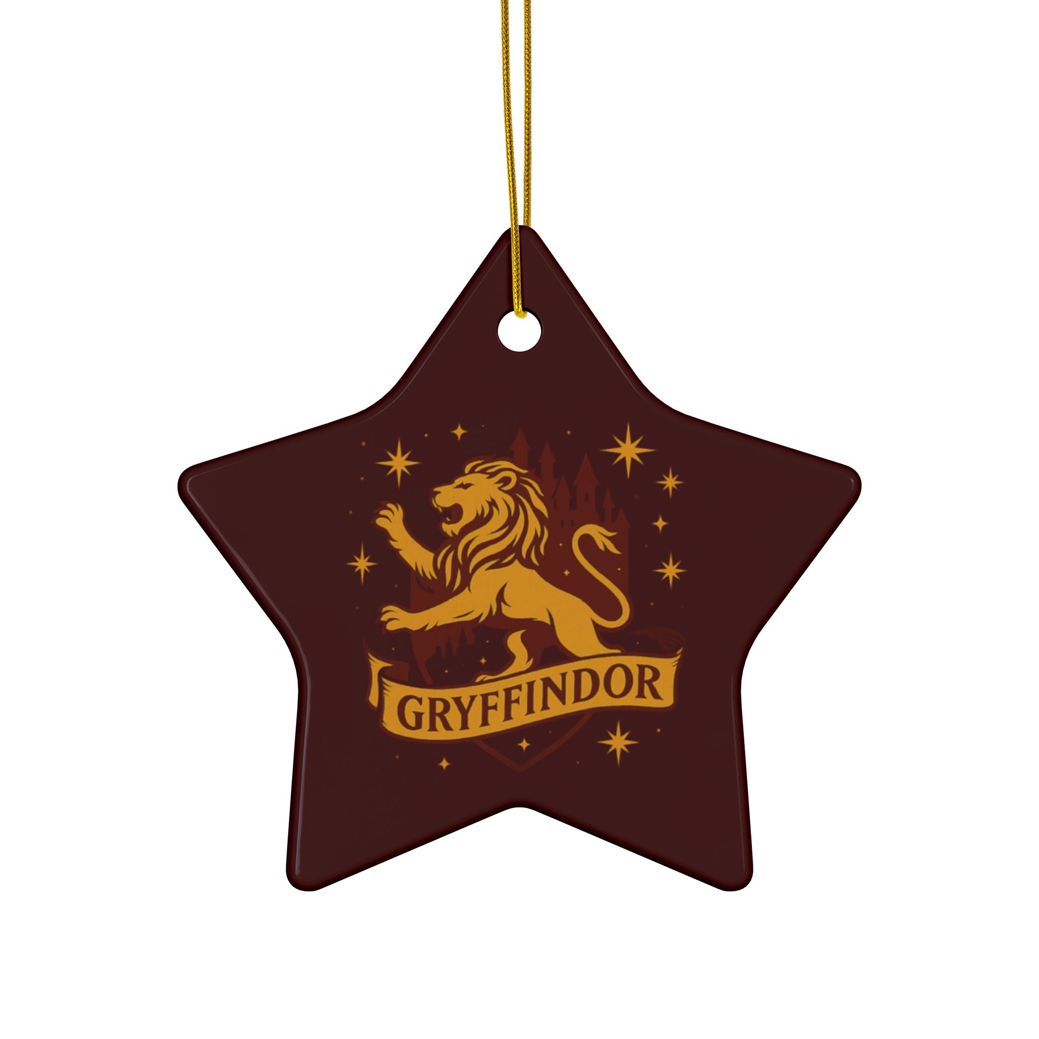 Gryffindor Lion Ceramic Ornament | Round Double-Sided Hogwarts House