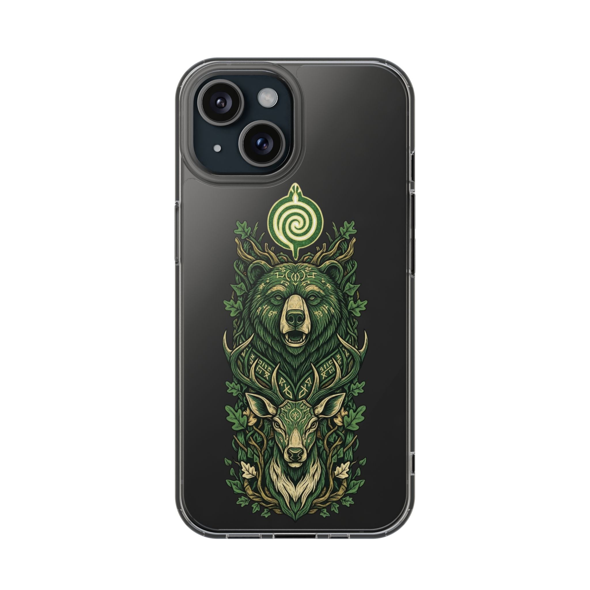 Phone Case — Forest Spirit Bear & Stag Clear Impact‑Resistant Case