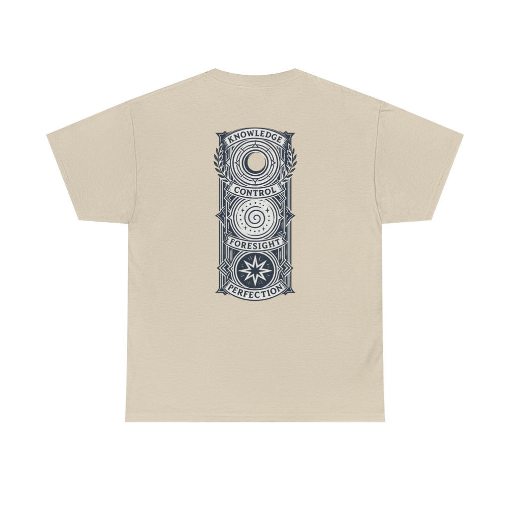 Blue Mana Emblem T-Shirt — Knowledge • Control • Foresight • Perfection