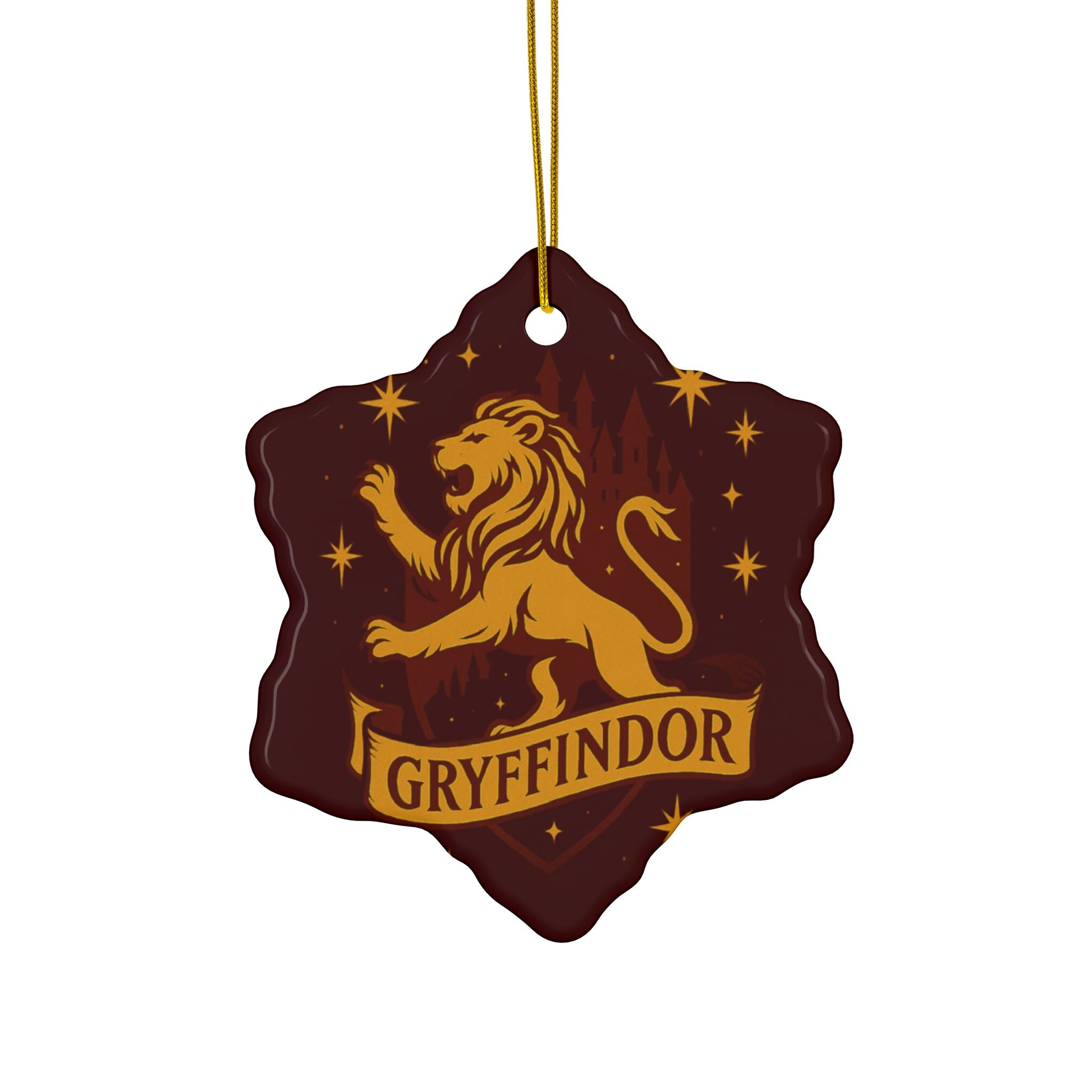 Gryffindor Lion Ceramic Ornament | Round Double-Sided Hogwarts House