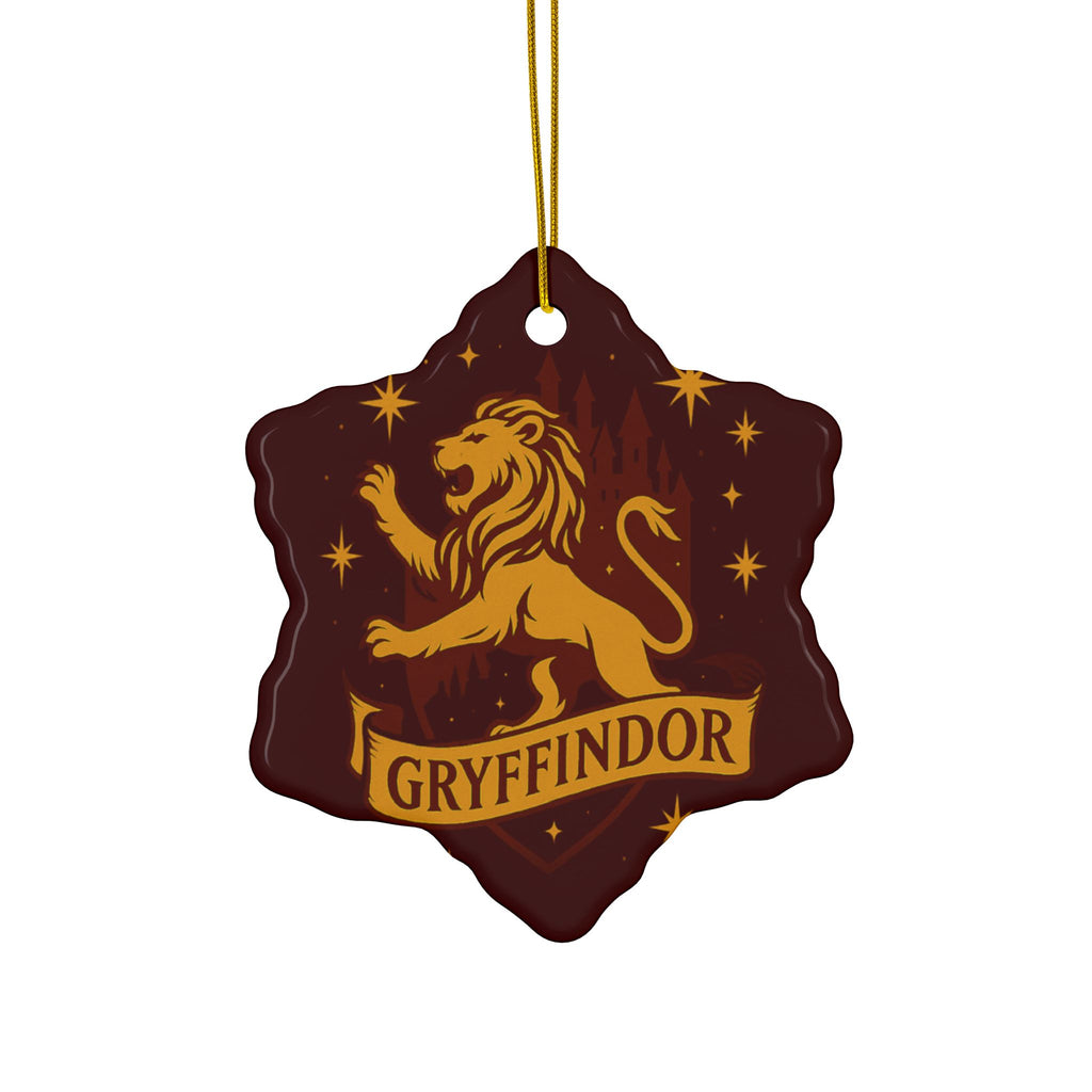 Gryffindor Lion Ceramic Ornament | Round Double-Sided Hogwarts House