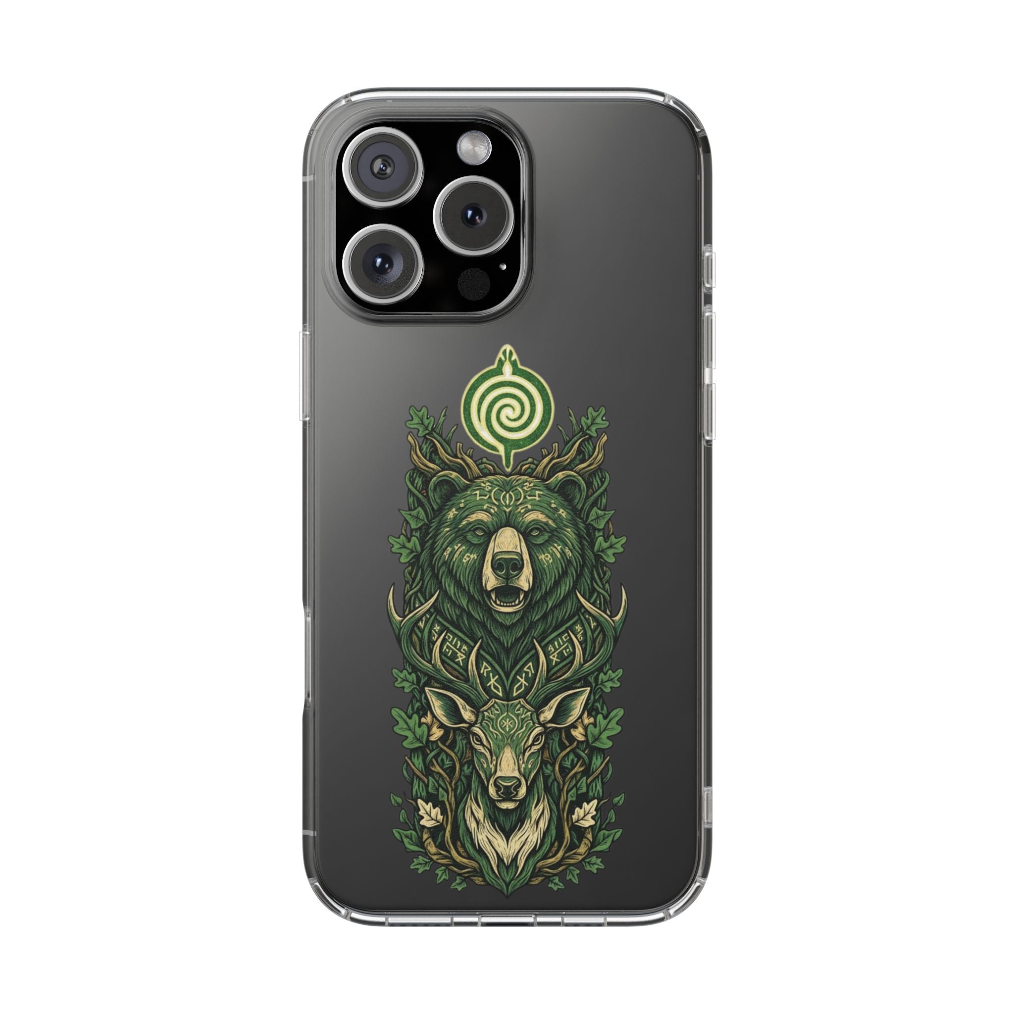 Phone Case — Forest Spirit Bear & Stag Clear Impact‑Resistant Case