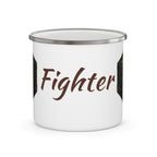 Fighter D20 Enamel Mug — Steel & Resolve