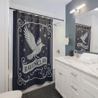 Ravenclaw Shower Curtain | Raven House Bathroom Decor | Wizarding World Bath | Blue and Silver | Wisdom & Wit Gift | Dark Academia Decor