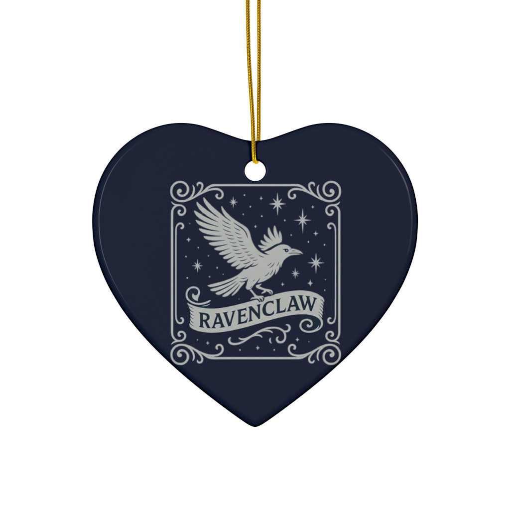 Ravenclaw Crest Inspired Ceramic Ornament | Blue & Silver Christmas Decor | Magic House Decor