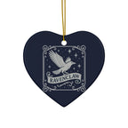 Ravenclaw Crest Inspired Ceramic Ornament | Blue & Silver Christmas Decor | Magic House Decor