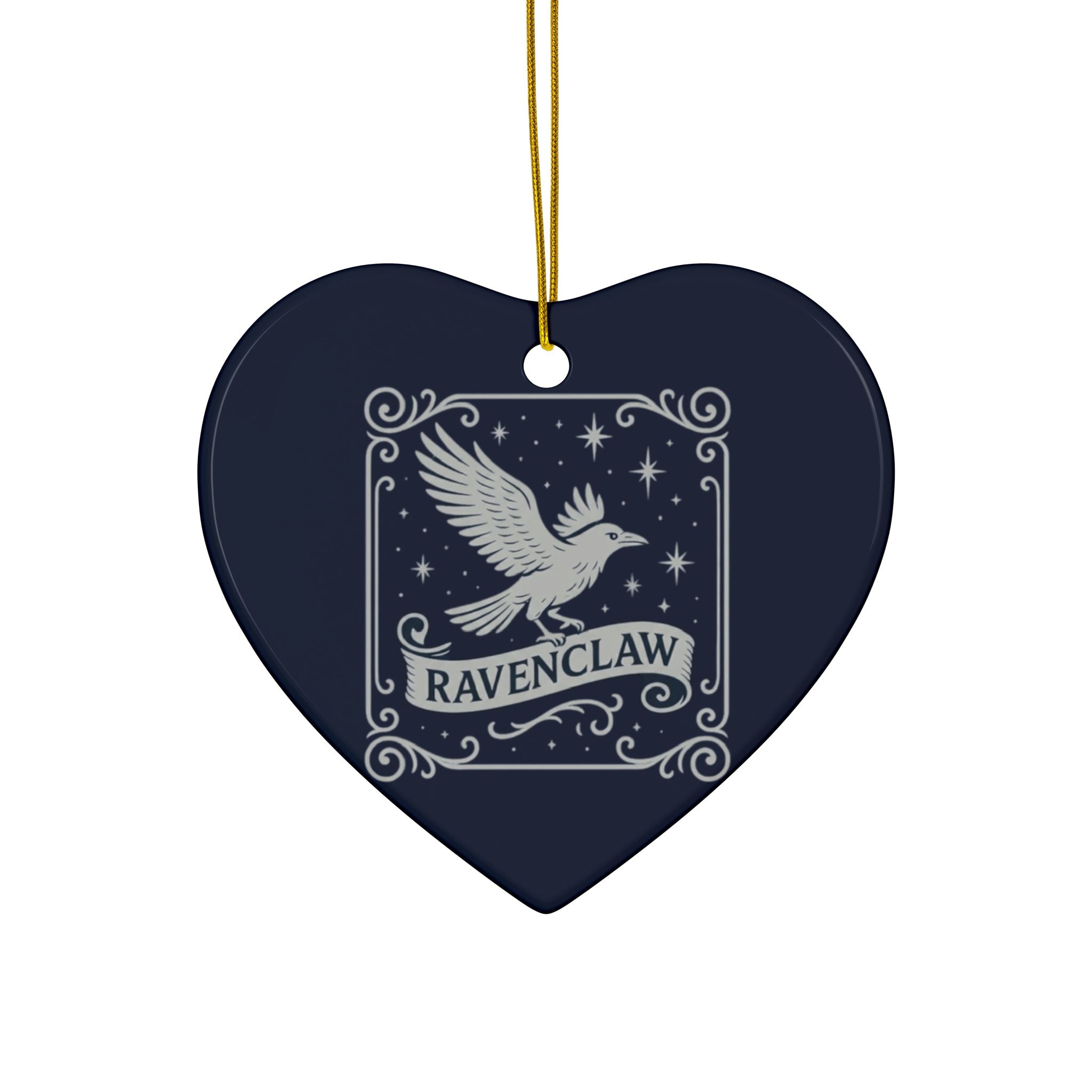 Ravenclaw Crest Inspired Ceramic Ornament | Blue & Silver Christmas Decor | Magic House Decor