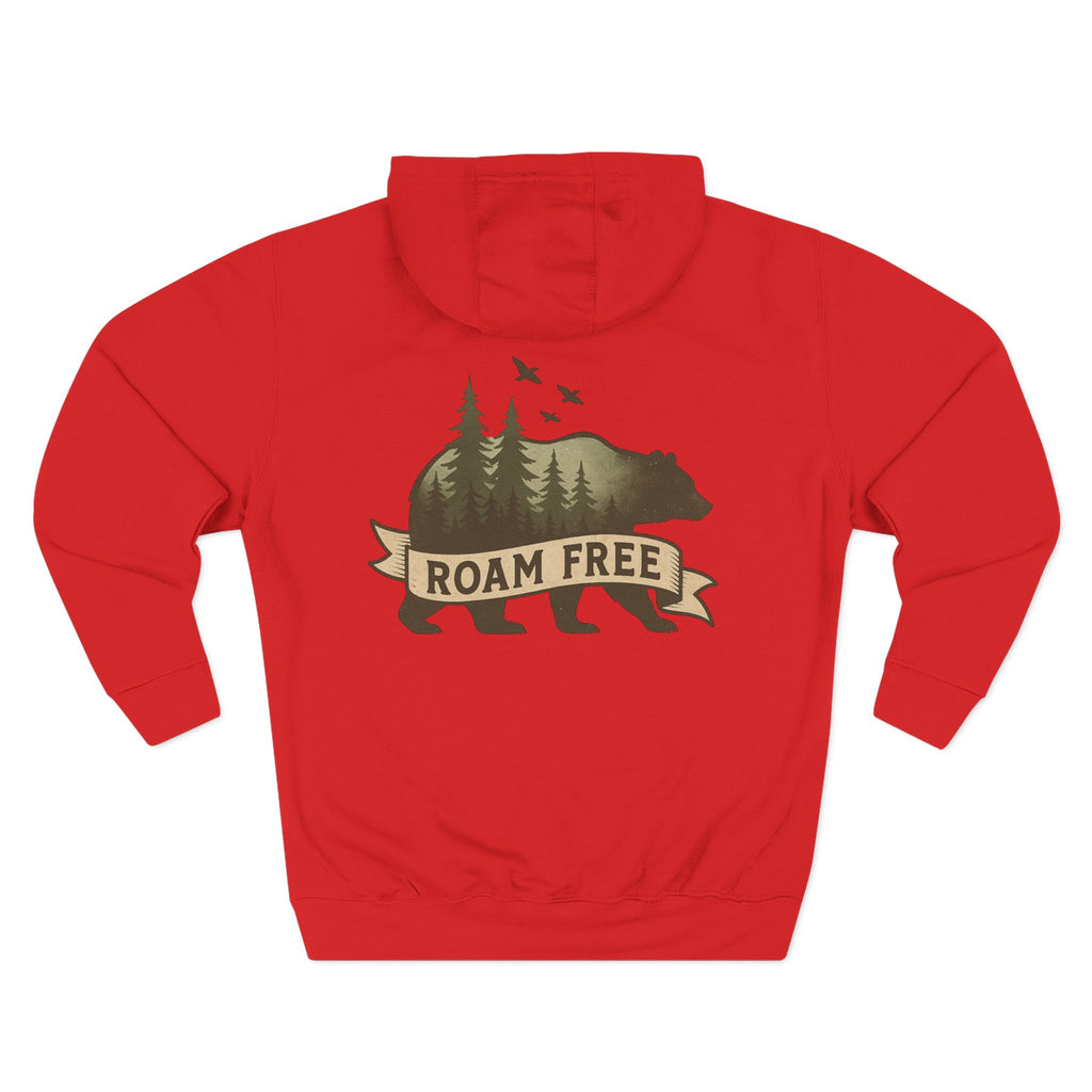 Bear Graphic Fleece Hoodie, Unisex Outdoor Adventure Sweatshirt, Wilderness Cabin Camping Gift, Nature Lover Hiking Apparel, Cozy Mountain