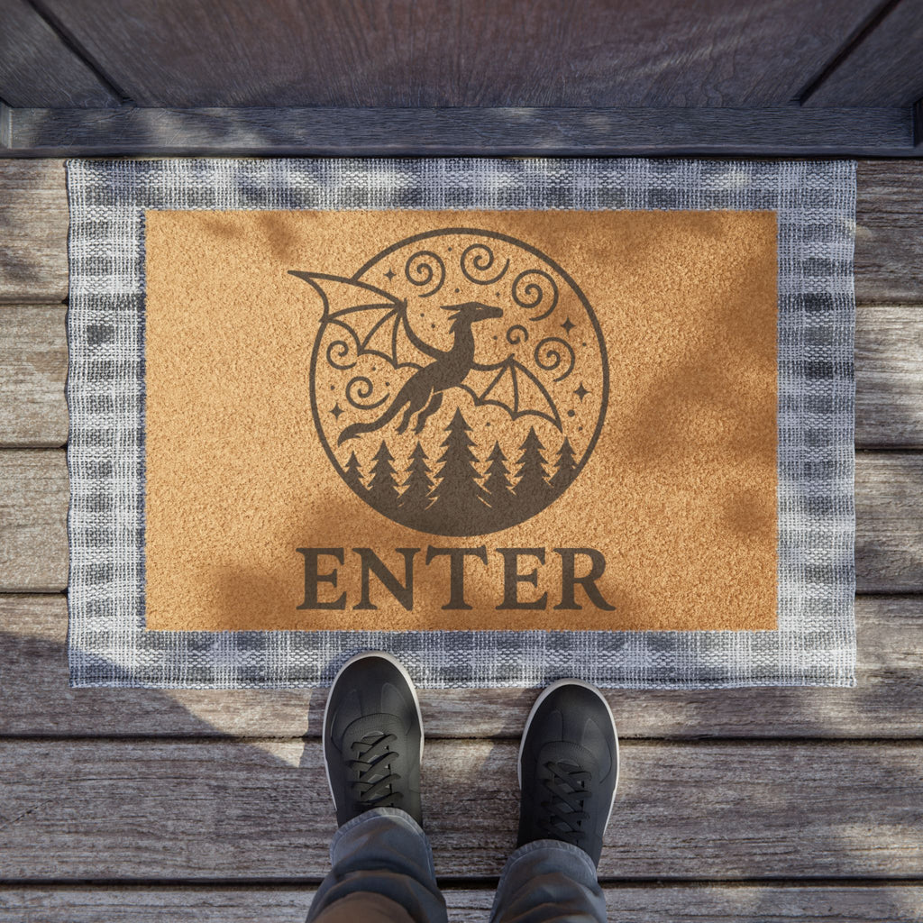Magical Dragon Doormat | Enter with Enchantment, Welcome Mat, DnD Home Decor, Fantasy Gift, RPG Tabletop Gift, Geeky Housewarming