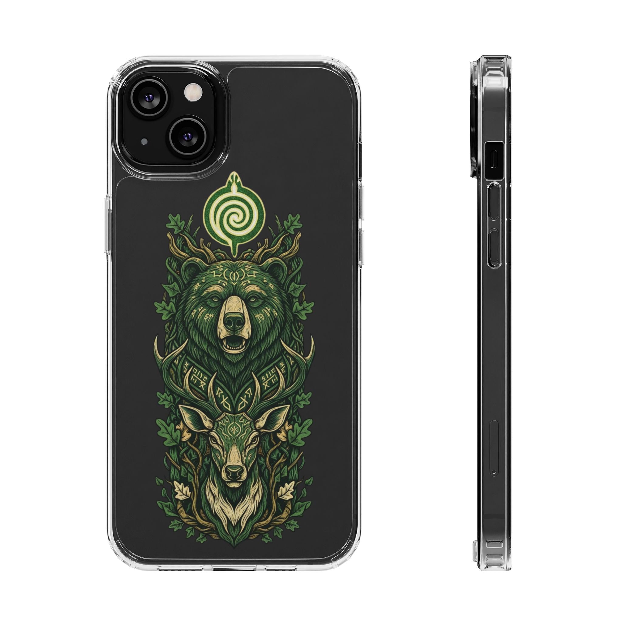 Phone Case — Forest Spirit Bear & Stag Clear Impact‑Resistant Case