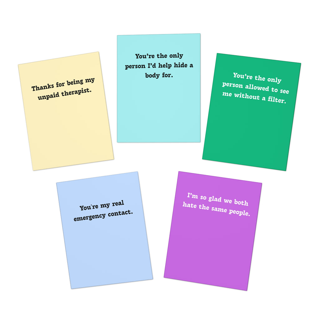 Funny Sarcastic Greeting Cards — Silly Best Friend Card Set (5-Pack)