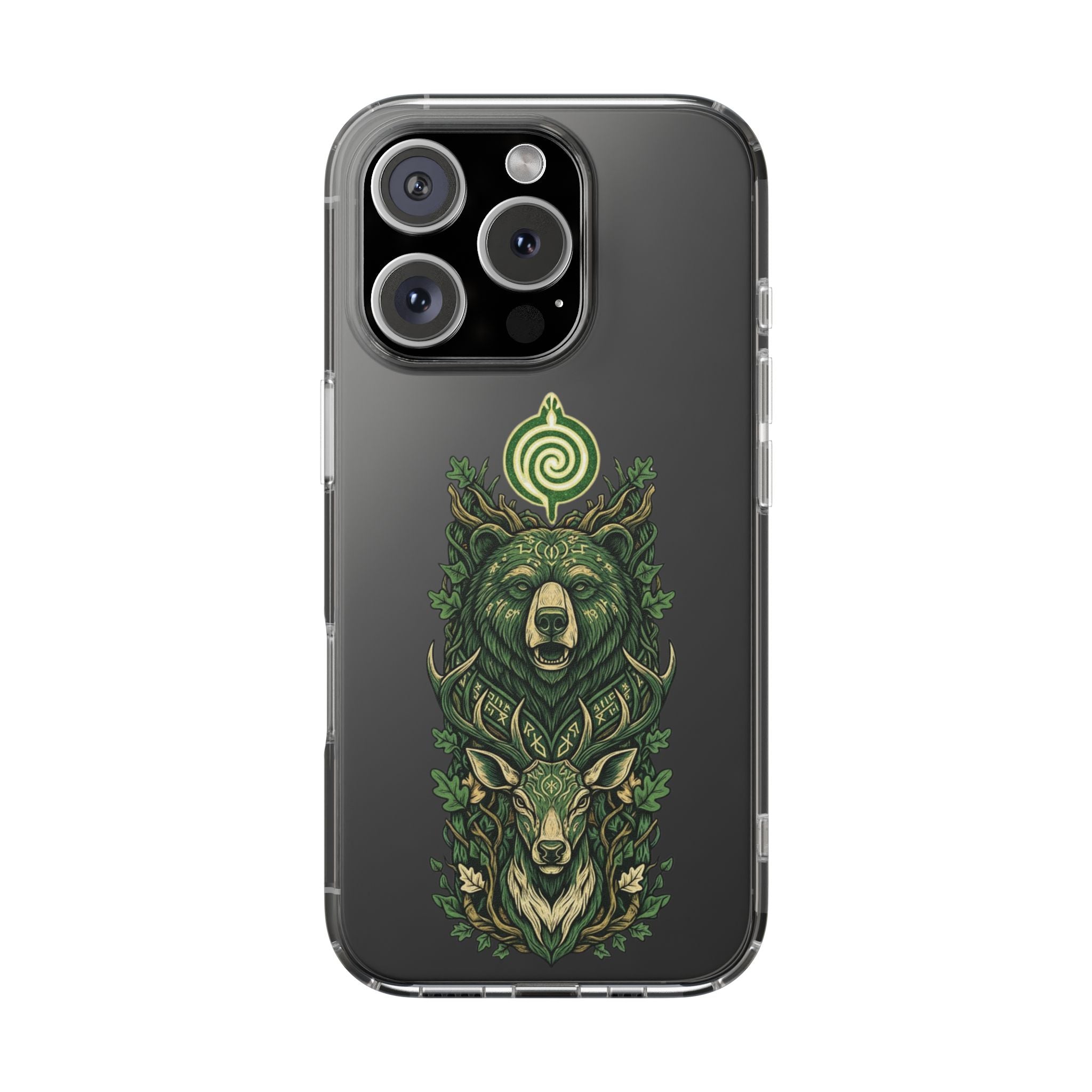 Phone Case — Forest Spirit Bear & Stag Clear Impact‑Resistant Case