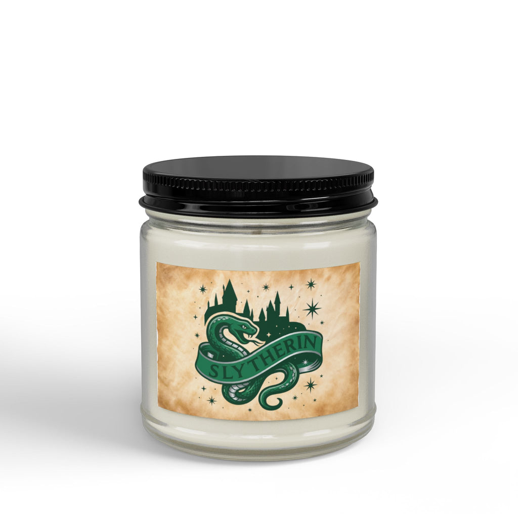 Slytherin House Inspired Candle | Snake Emblem Decor | Ambitious Wizard Gift | Amber or Clear Glass | Magic School Aesthetic