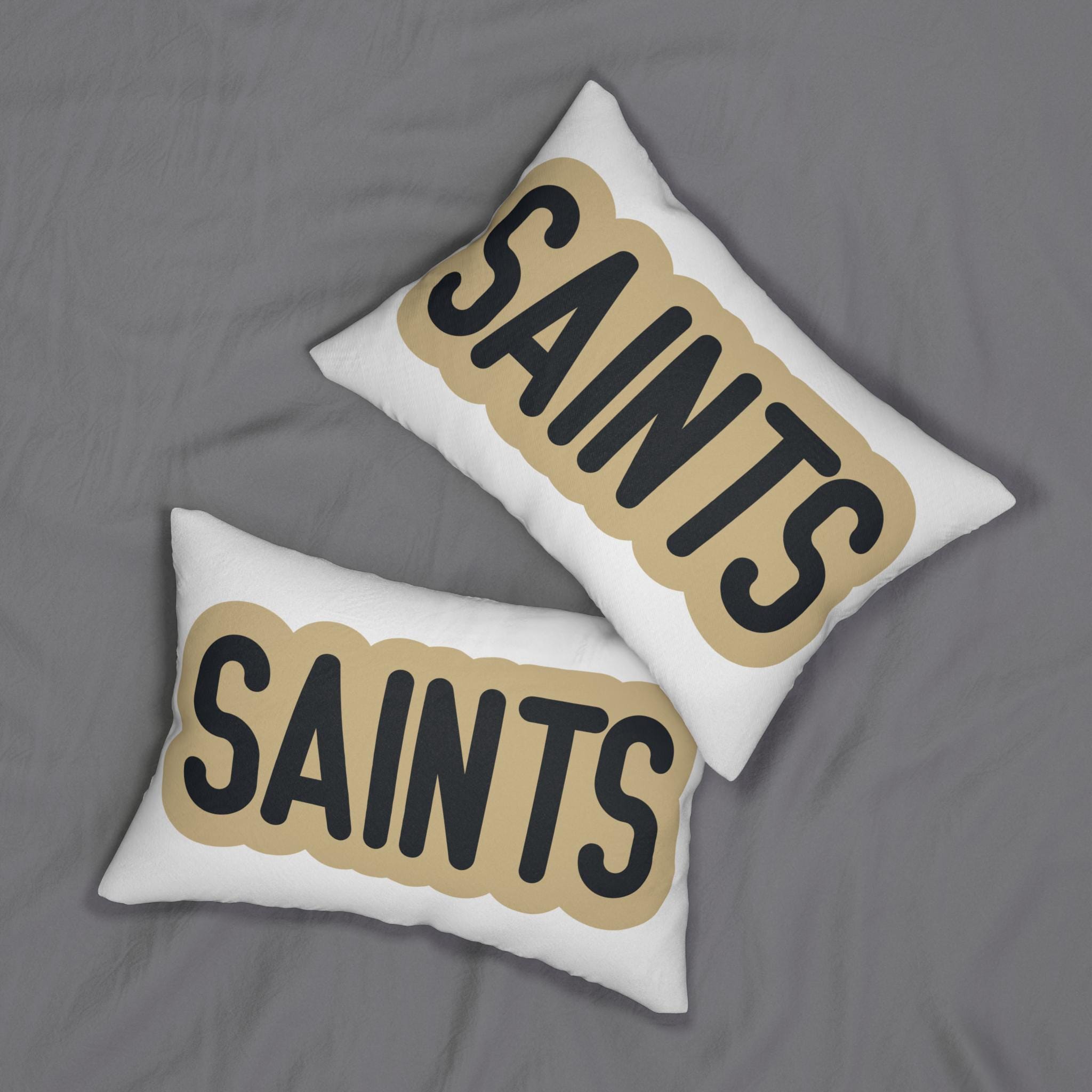 Saints Throw Pillow - Black & Gold Football Fan Cushion, Game Day Home Décor, Sports Gift