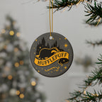 Hufflepuff Badge Ceramic Ornament |Yellow & Black Harry Potter Christmas Decor | Loyal and True Gift
