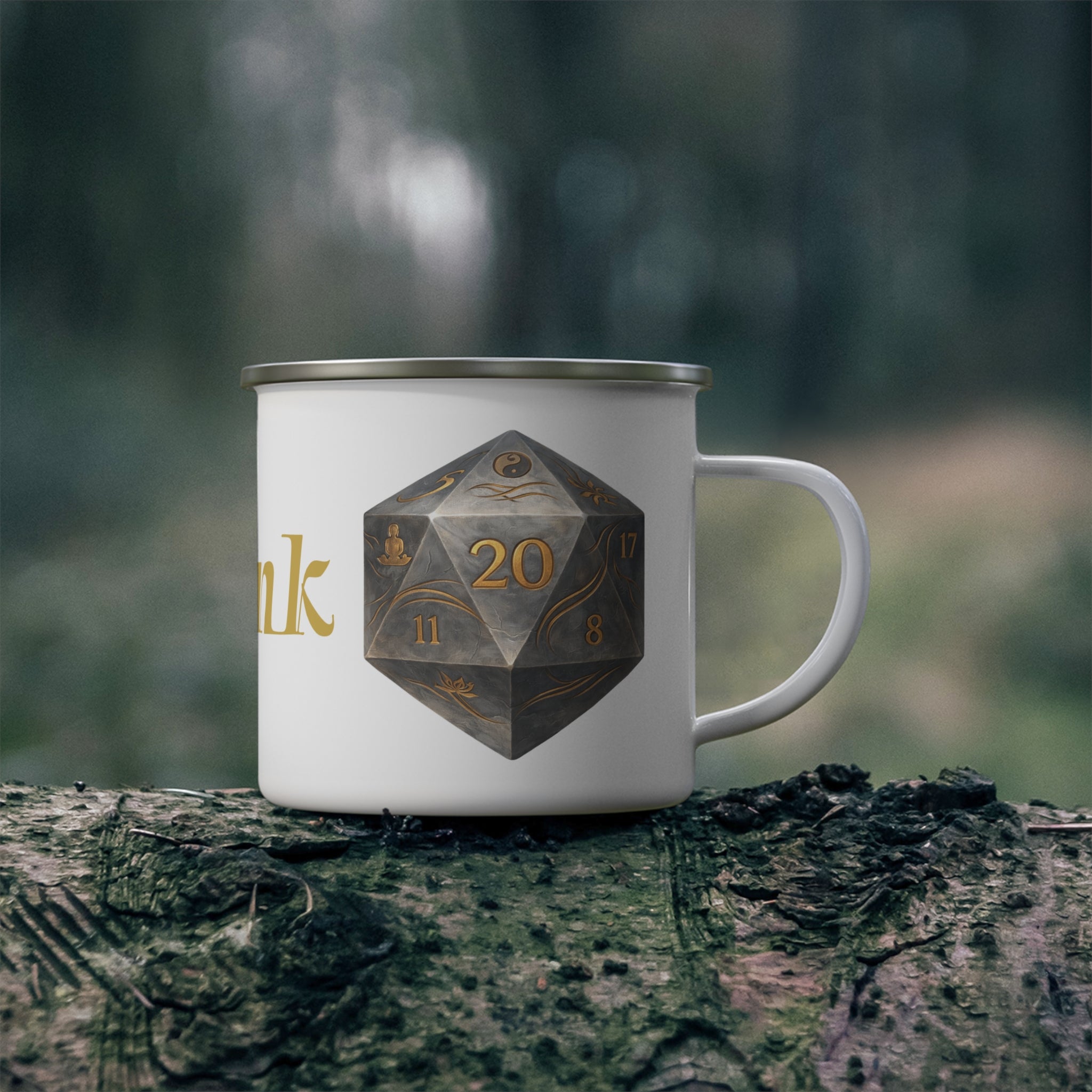 Monk D20 Enamel Mug — Way of Shadow