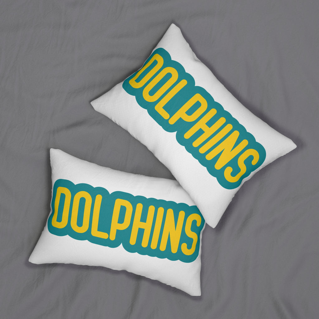 Dolphins Throw Pillow - Aqua & Orange Football Fan Cushion, Game Day Home Décor, Sports Gift