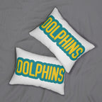 Dolphins Throw Pillow - Aqua & Orange Football Fan Cushion, Game Day Home Décor, Sports Gift