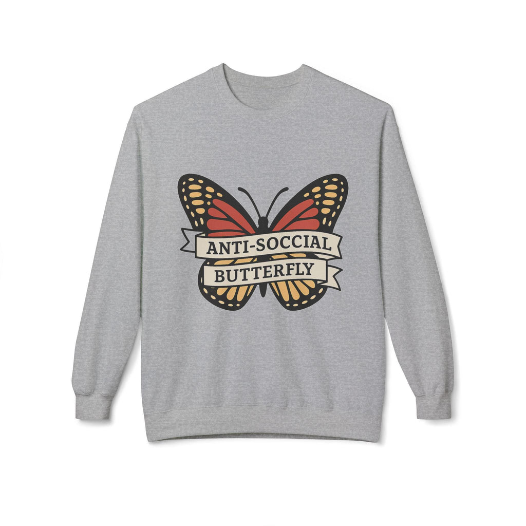 Anti-Social Butterfly Crewneck Sweatshirt | Funny Gift, Casual Wear, Graphic Sweatshirt, Cozy Loungewear, Unique Design