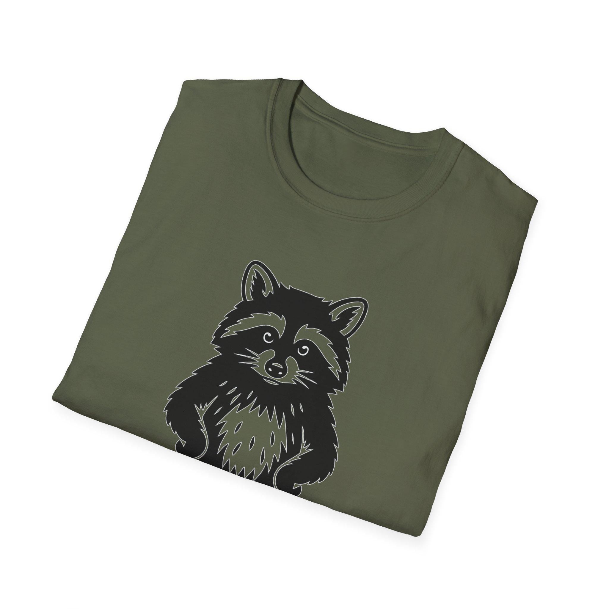 Trash Panda Energy Unisex Softstyle T-Shirt, Cute Animal Tee, Fun Graphic Top, Perfect Gift for Nature Lovers, Ideal for Casual Wear