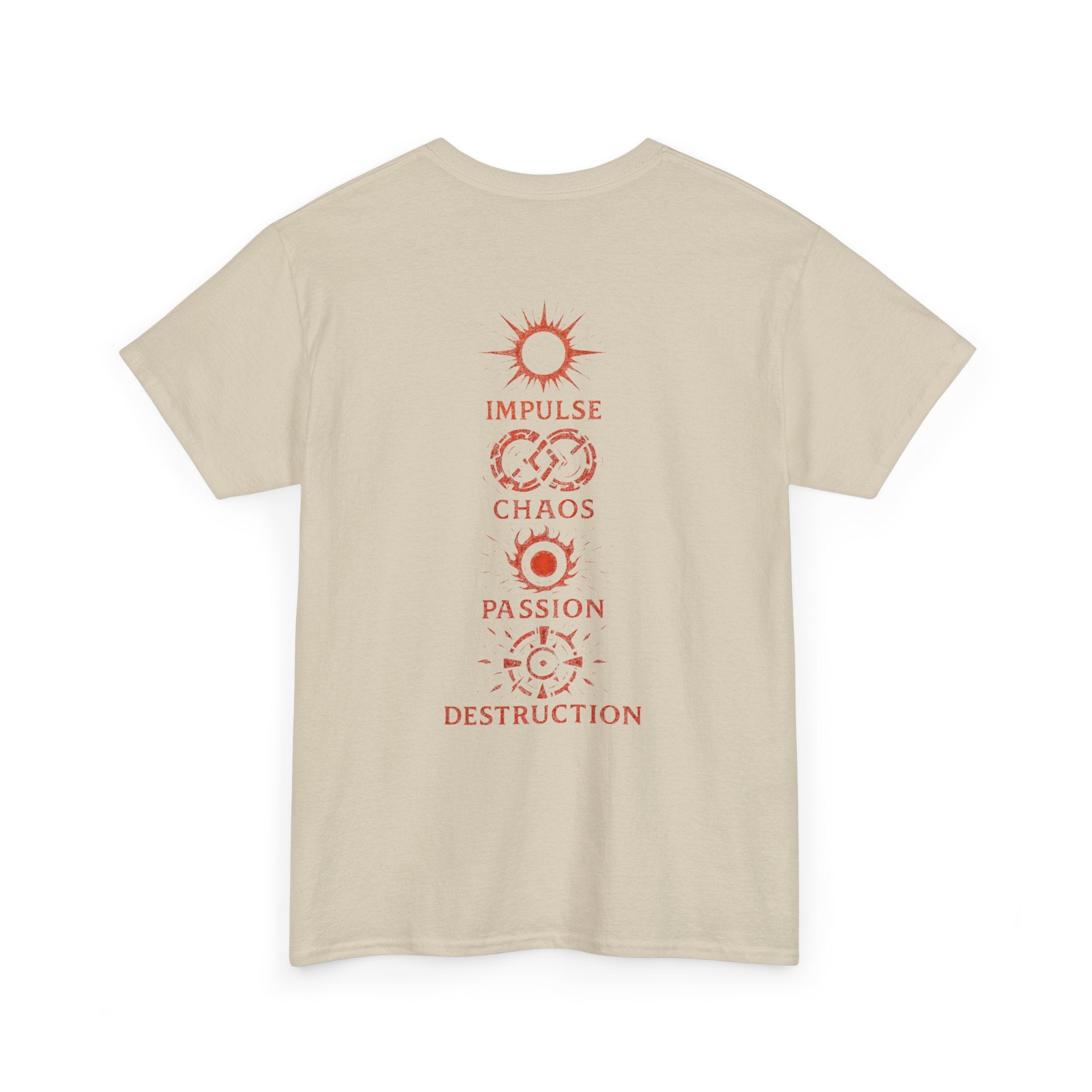 Red Mana Emblem T-Shirt — Impulse • Chaos • Passion • Destruction