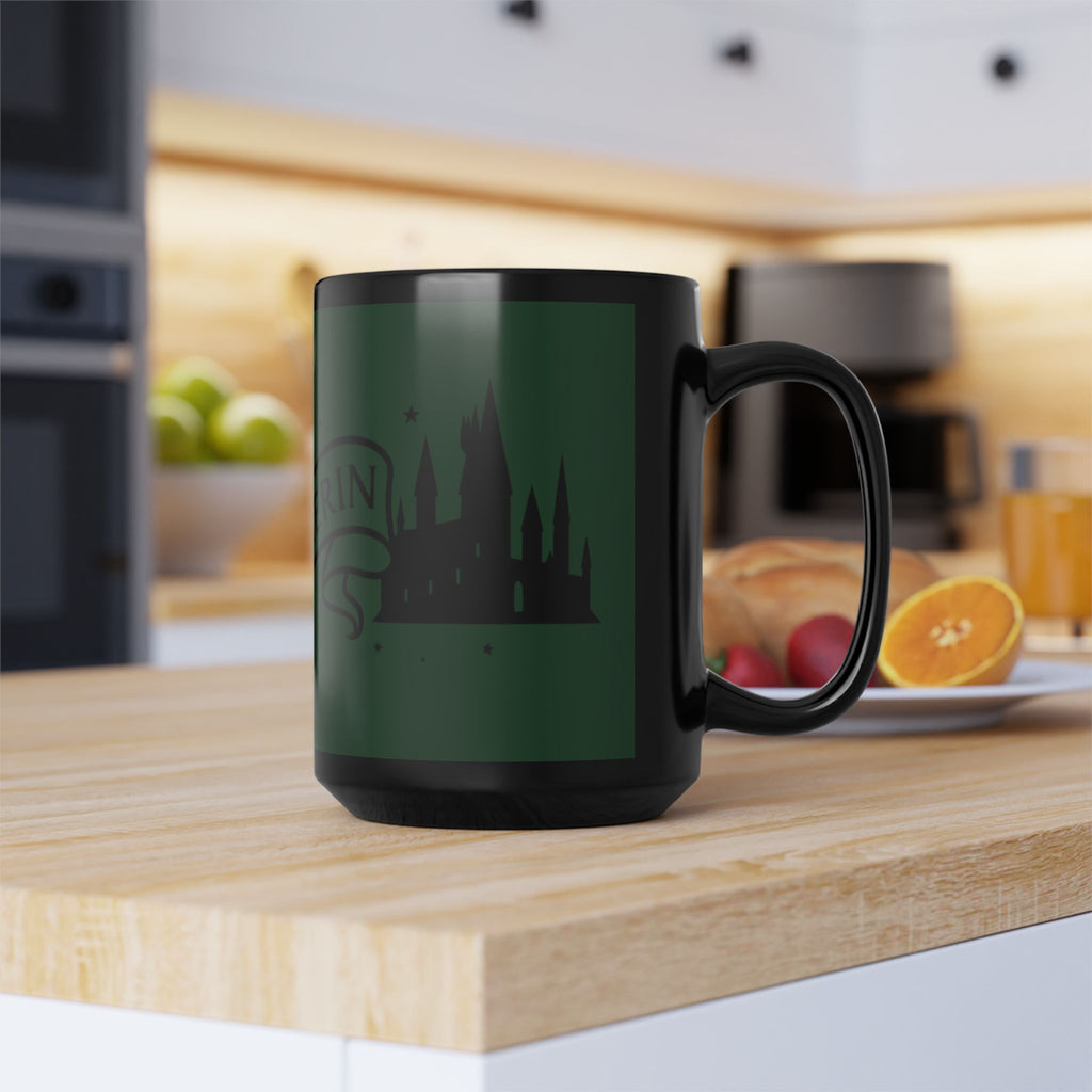 Slytherin Snake Inspired Castle Mug, Black Ceramic Coffee Cup