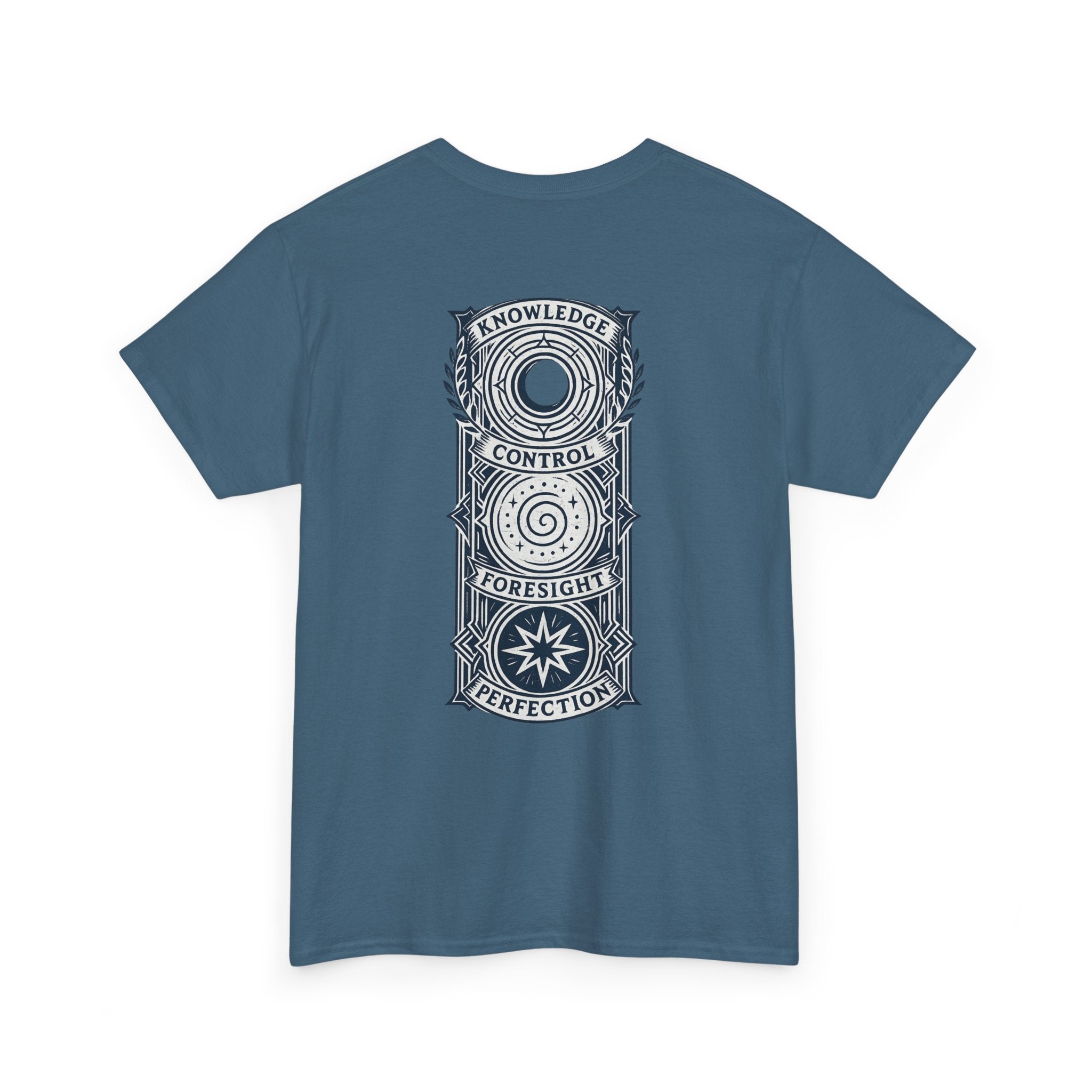 Blue Mana Emblem T-Shirt — Knowledge • Control • Foresight • Perfection