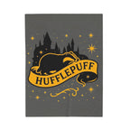 Hufflepuff Velveteen Plush Blanket | Hogwarts House Throw | Harry Potter Inspired Badger Bedding | Hogwarts House Crest
