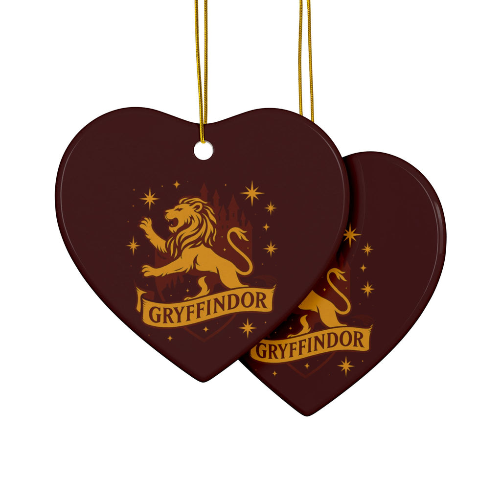 Gryffindor Lion Ceramic Ornament | Round Double-Sided Hogwarts House