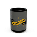 Hufflepuff Inspired Badger Mug | Black Ceramic Coffee Cup