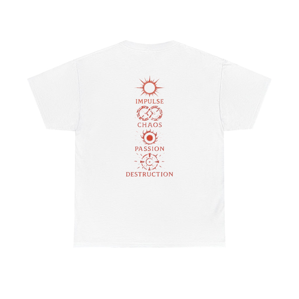 Red Mana Emblem T-Shirt — Impulse • Chaos • Passion • Destruction