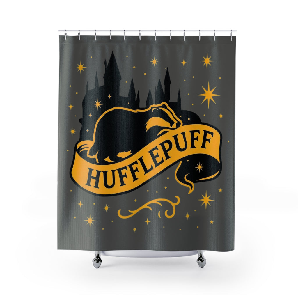 Hufflepuff Shower Curtain | Badger House Bathroom Decor | Wizarding World Bath | Loyalty & Patience Gift