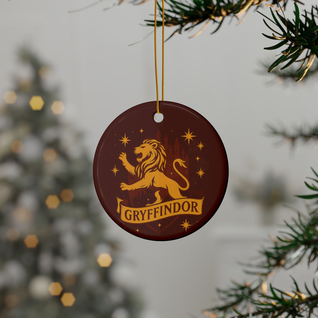Gryffindor Lion Ceramic Ornament | Round Double-Sided Hogwarts House