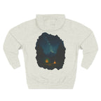 Three-Panel Fleece Hoodie - Cozy Campfire Nights Camping Sweater, Hiking Adventure Pullover, Wilderness Mountain Camper Gift