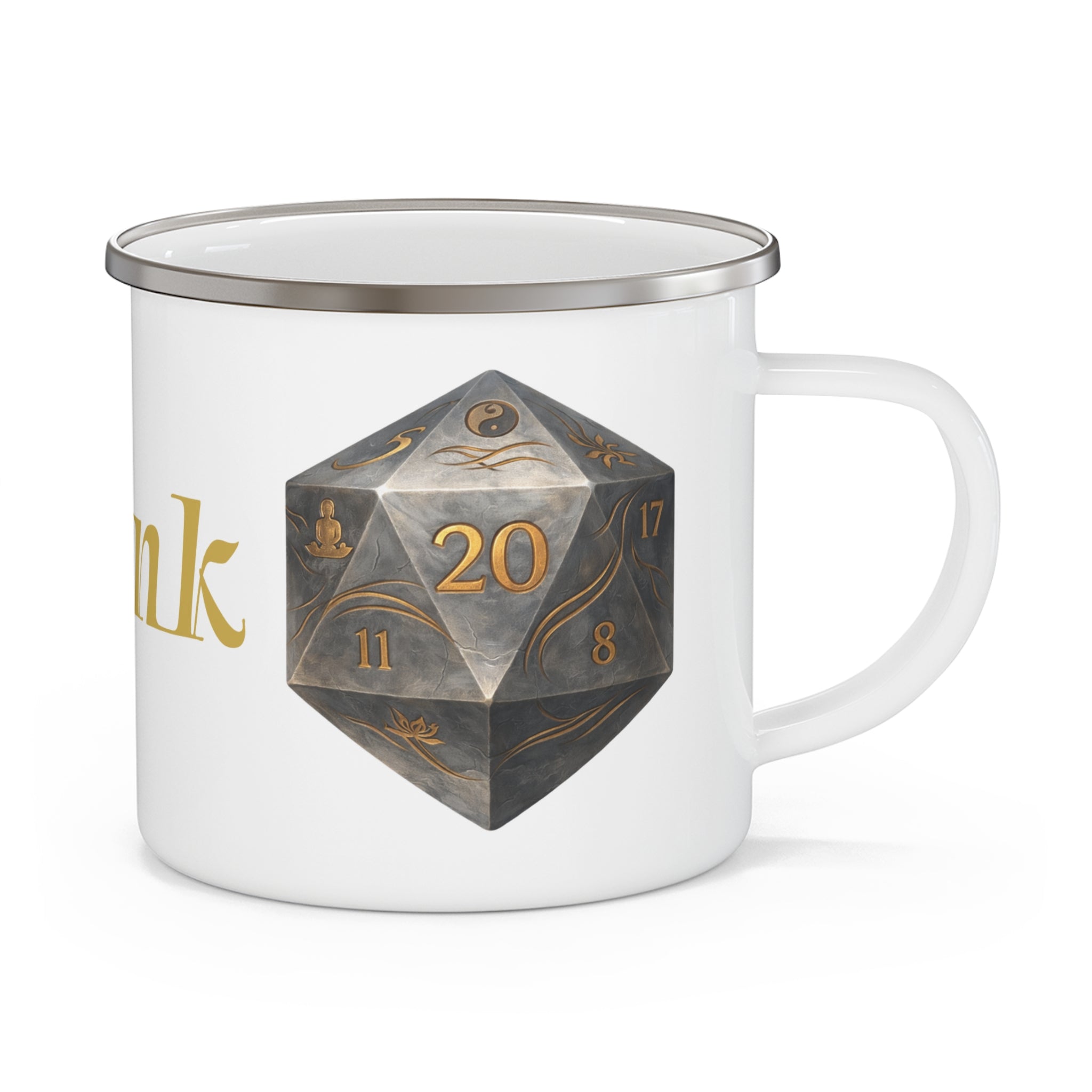 Monk D20 Enamel Mug — Way of Shadow