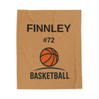Personalized Basketball Velveteen Plush Blanket, Cozy Sports Throw, Custom Name Blanket, Gift for Athletes, Team Spirit Decor