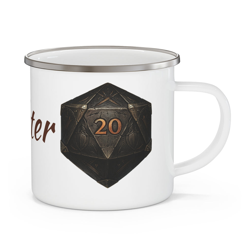 Fighter D20 Enamel Mug — Steel & Resolve