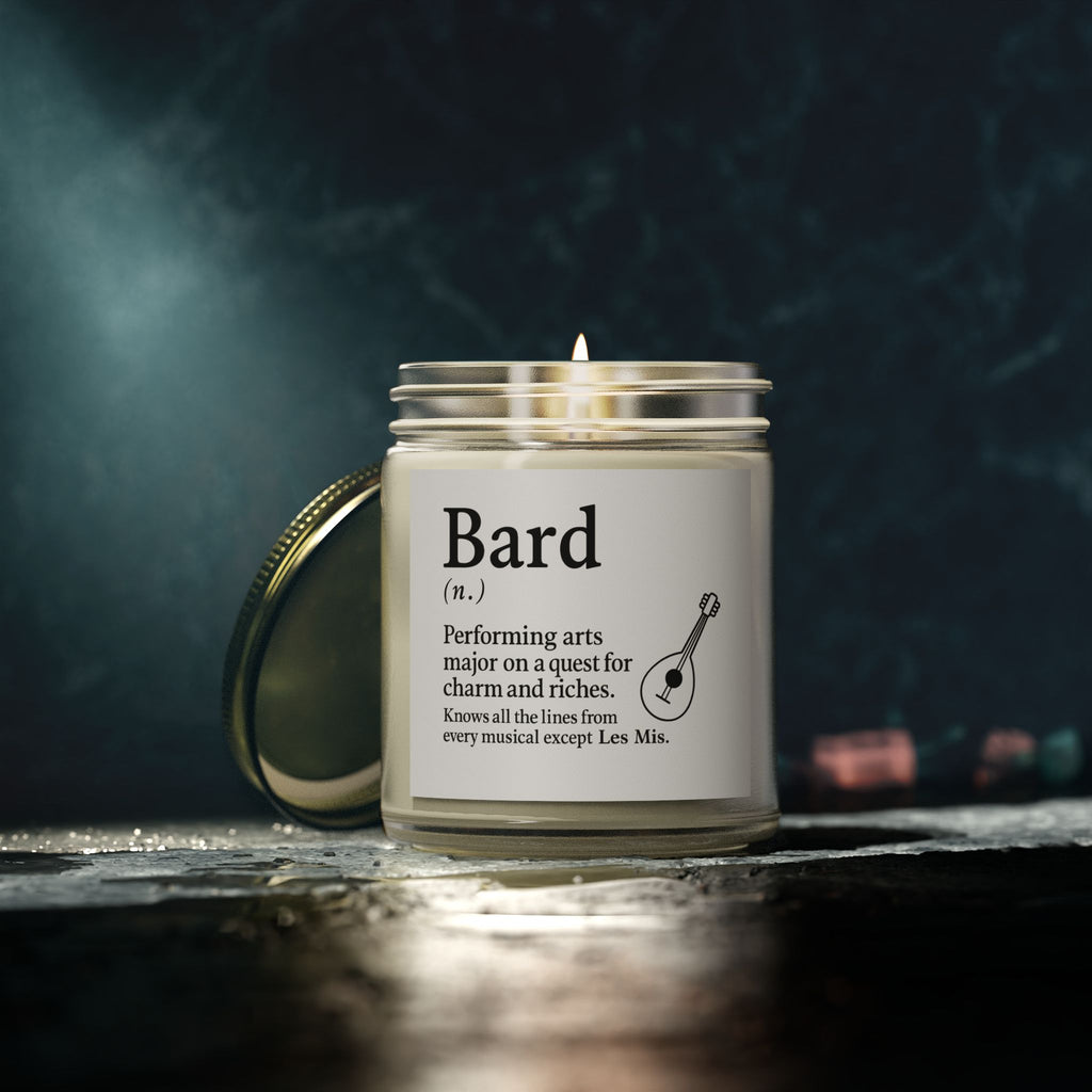 Bard D&D Inspired Candle, RPG Players Gift, Dungeon Master Candle, Coconut Apricot Wax Candle, Fantasy Lover Candle, Scented Candle