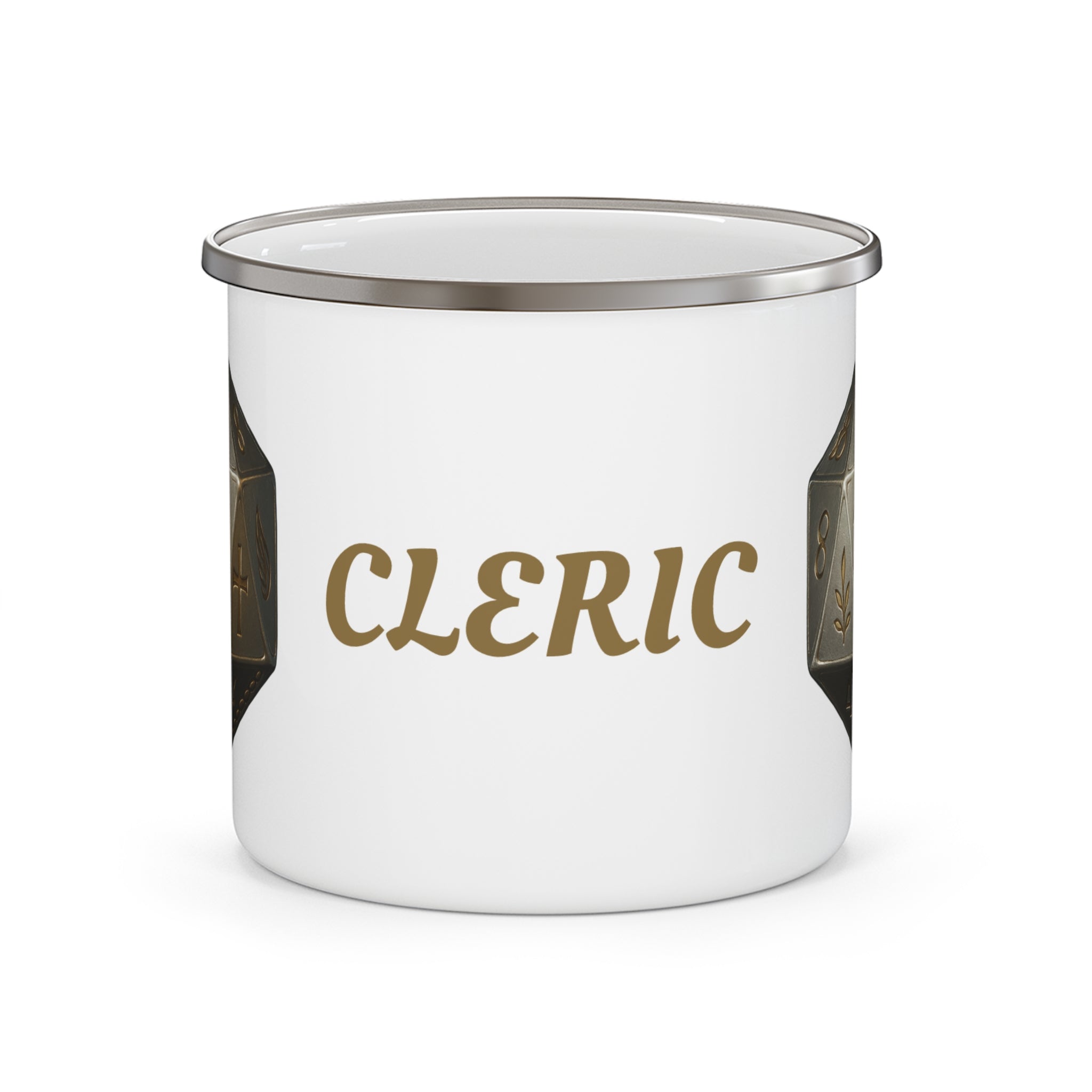 Cleric D20 Enamel Mug — Honour and Faith