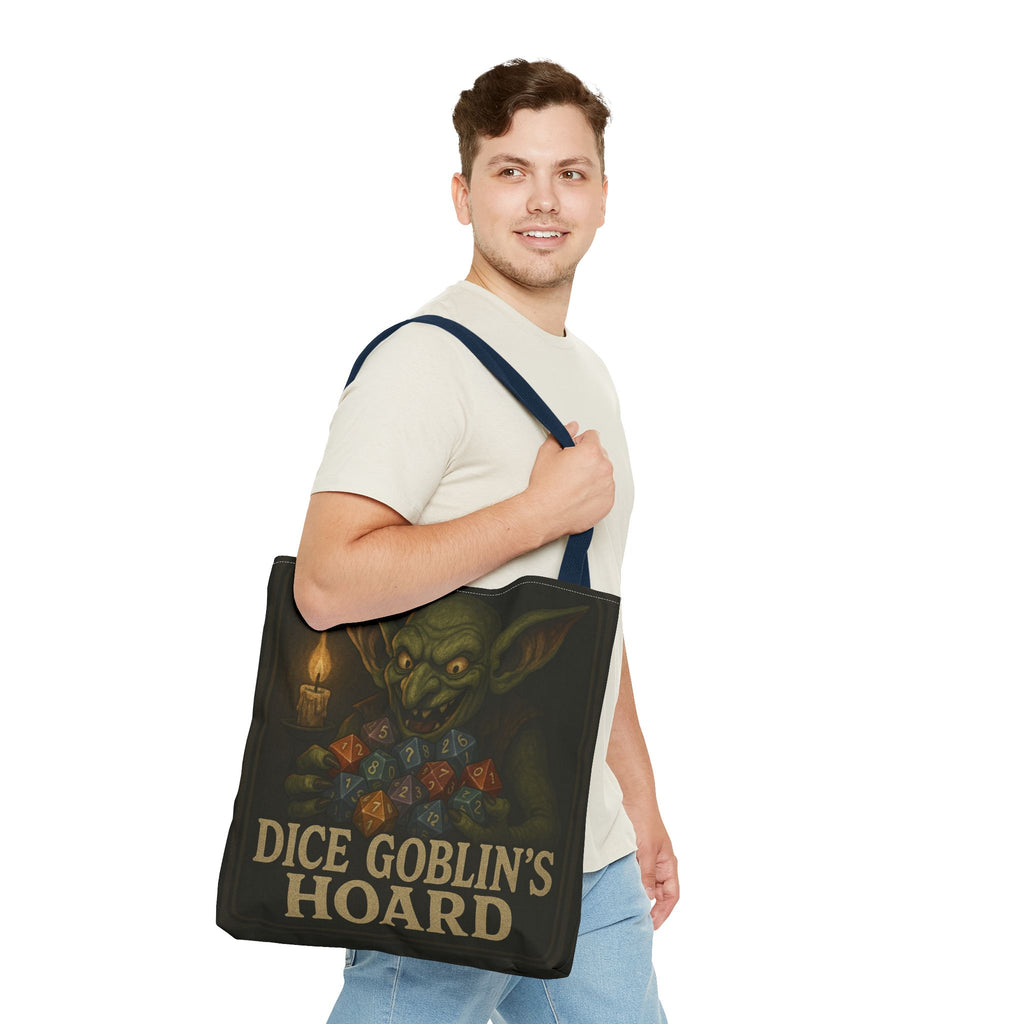 Dice Goblin's Hoard Tote Bag, Fantasy Tote, D&D Accessory, Gamer Gift, Bag for Dice, RPG Fan Tote, Geek Chic, Roleplaying Bag