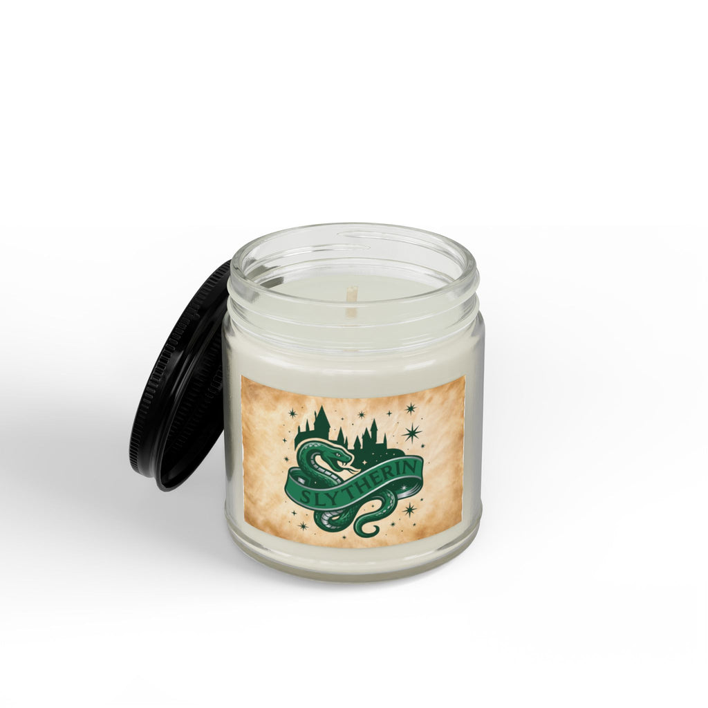 Slytherin House Inspired Candle | Snake Emblem Decor | Ambitious Wizard Gift | Amber or Clear Glass | Magic School Aesthetic