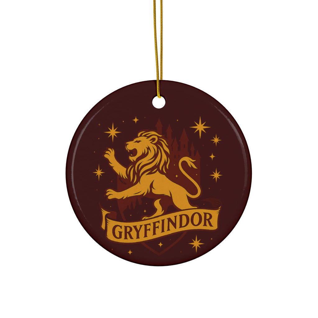 Gryffindor Lion Ceramic Ornament | Round Double-Sided Hogwarts House