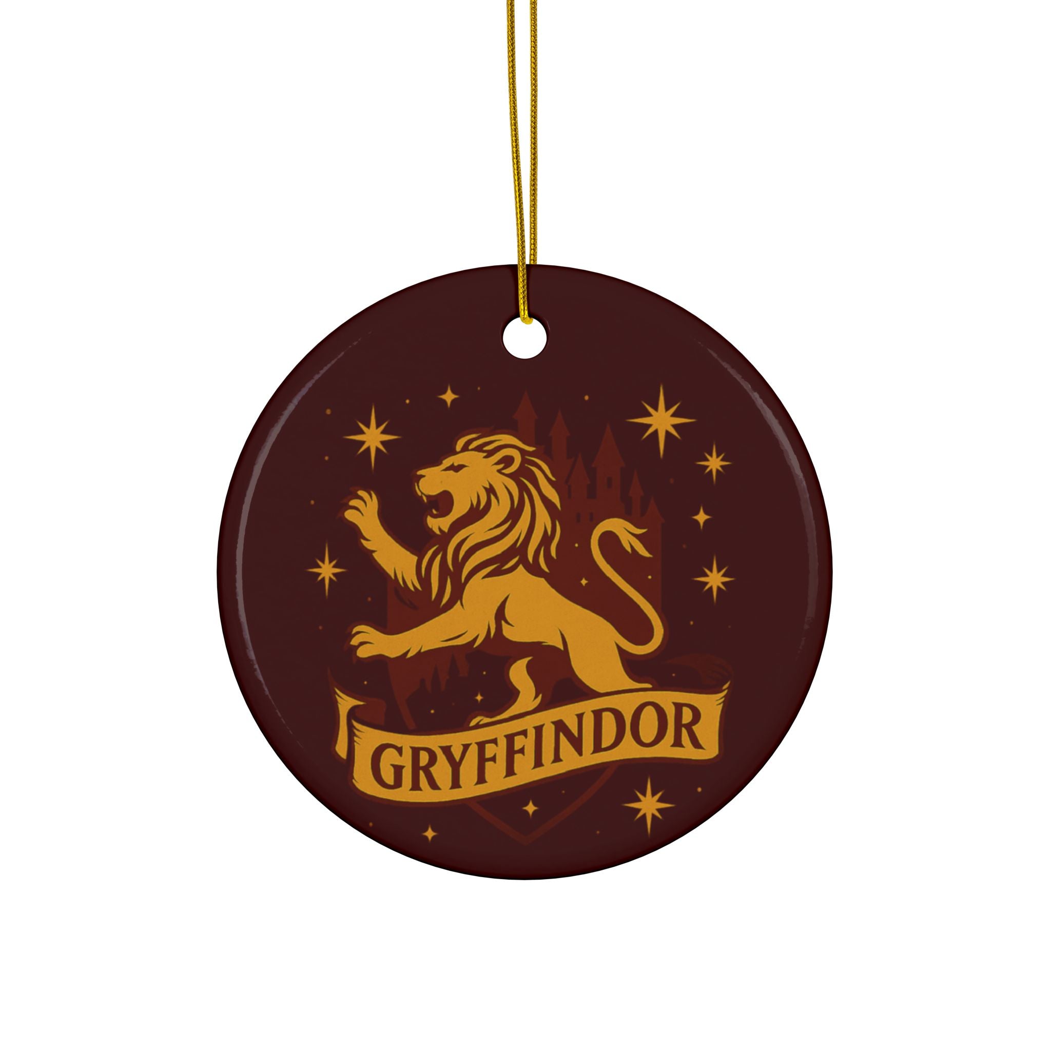 Gryffindor Lion Ceramic Ornament | Round Double-Sided Hogwarts House