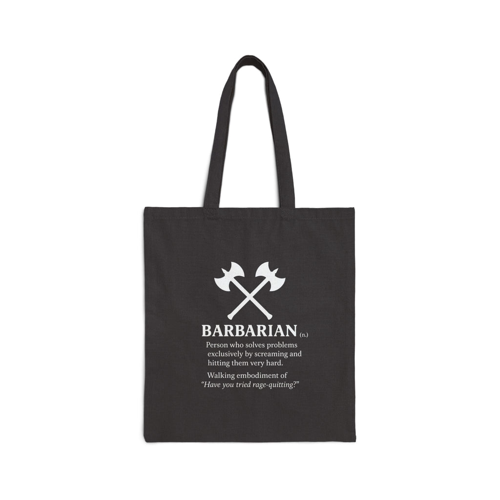 Barbarian Cotton Canvas Tote Bag - D&D Barbarian Tote Bag, Gifts for Gamers, Eco-Friendly Shopping, Geeky Humor, RPG Players, Fantasy Fans