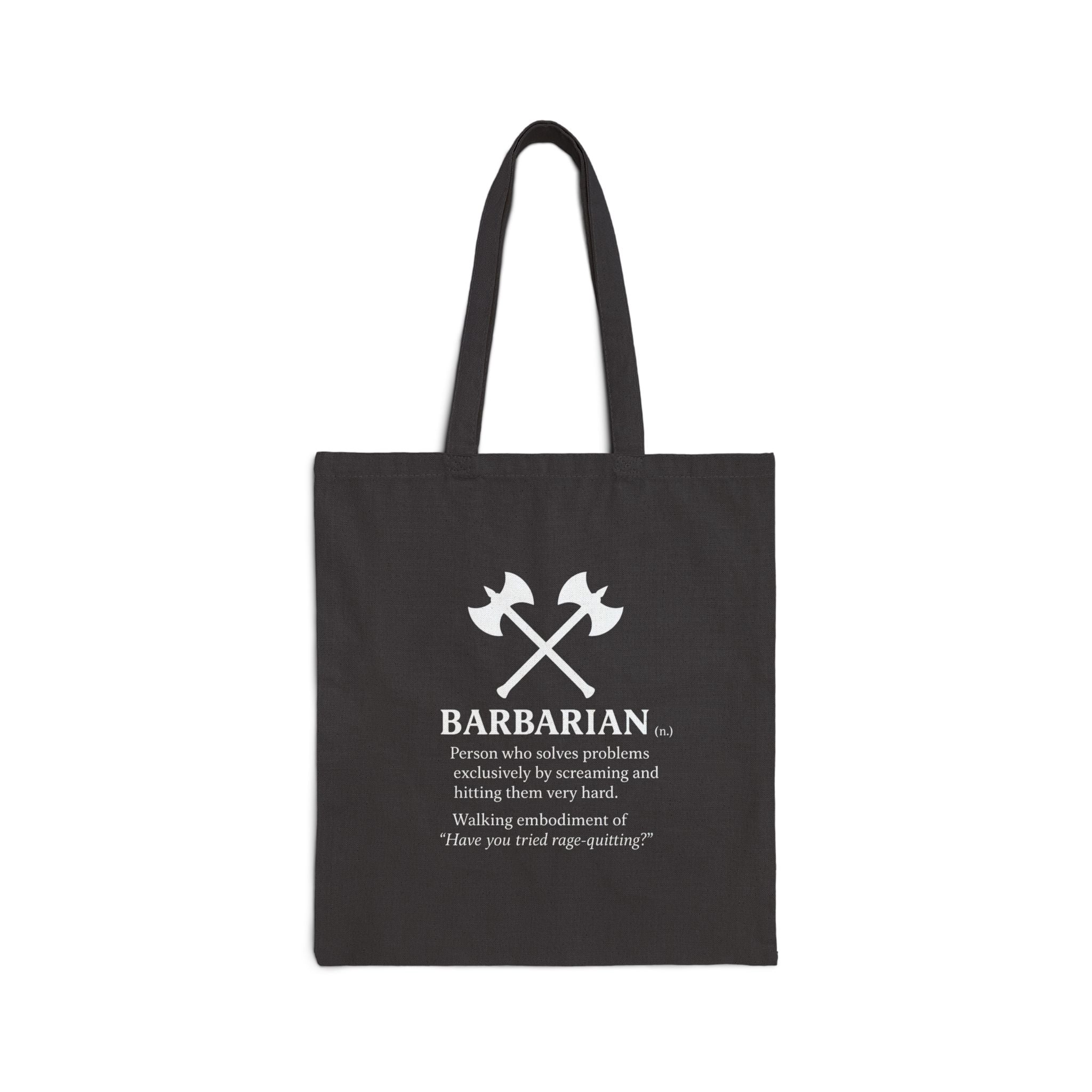 Barbarian Cotton Canvas Tote Bag - D&D Barbarian Tote Bag, Gifts for Gamers, Eco-Friendly Shopping, Geeky Humor, RPG Players, Fantasy Fans