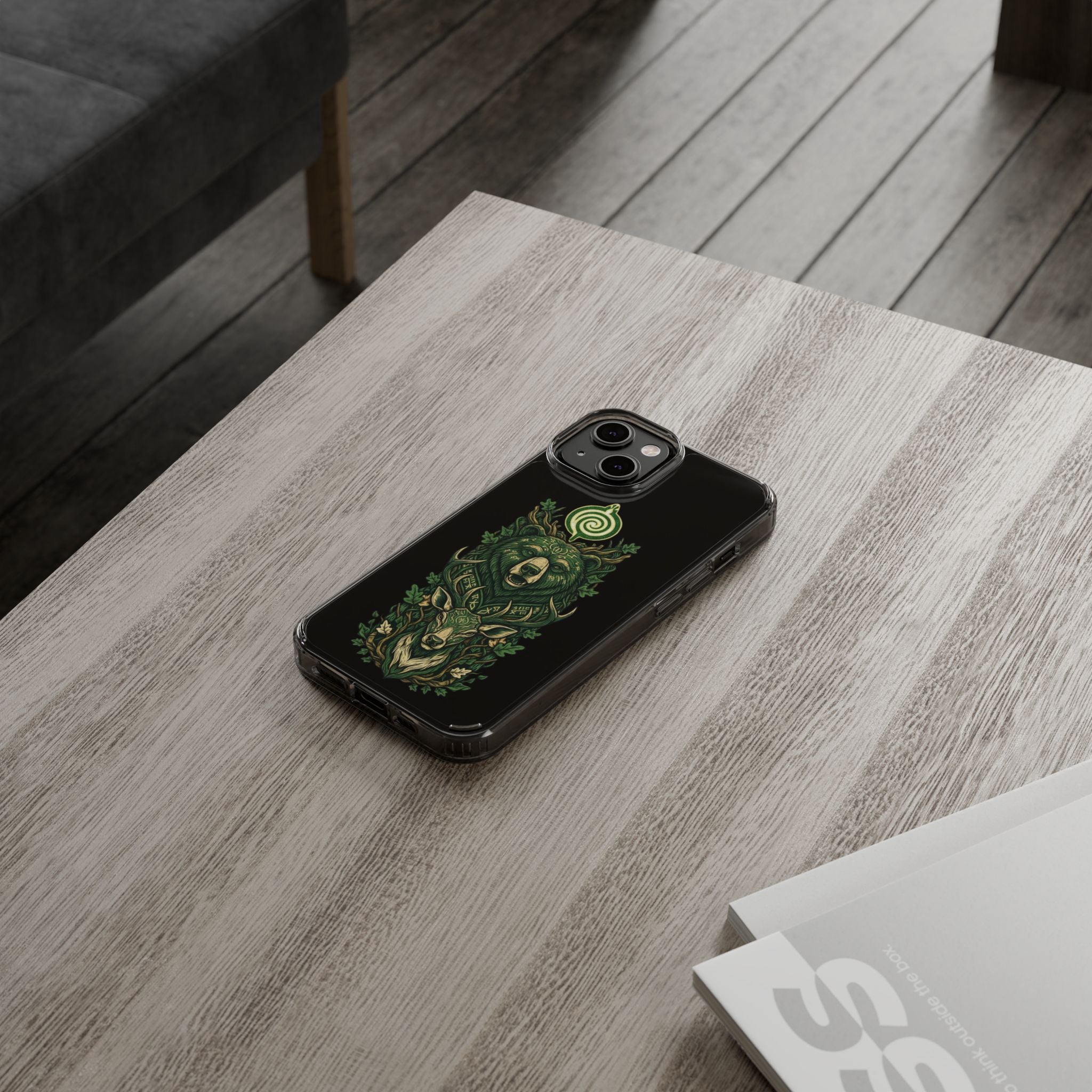 Phone Case — Forest Spirit Bear & Stag Clear Impact‑Resistant Case