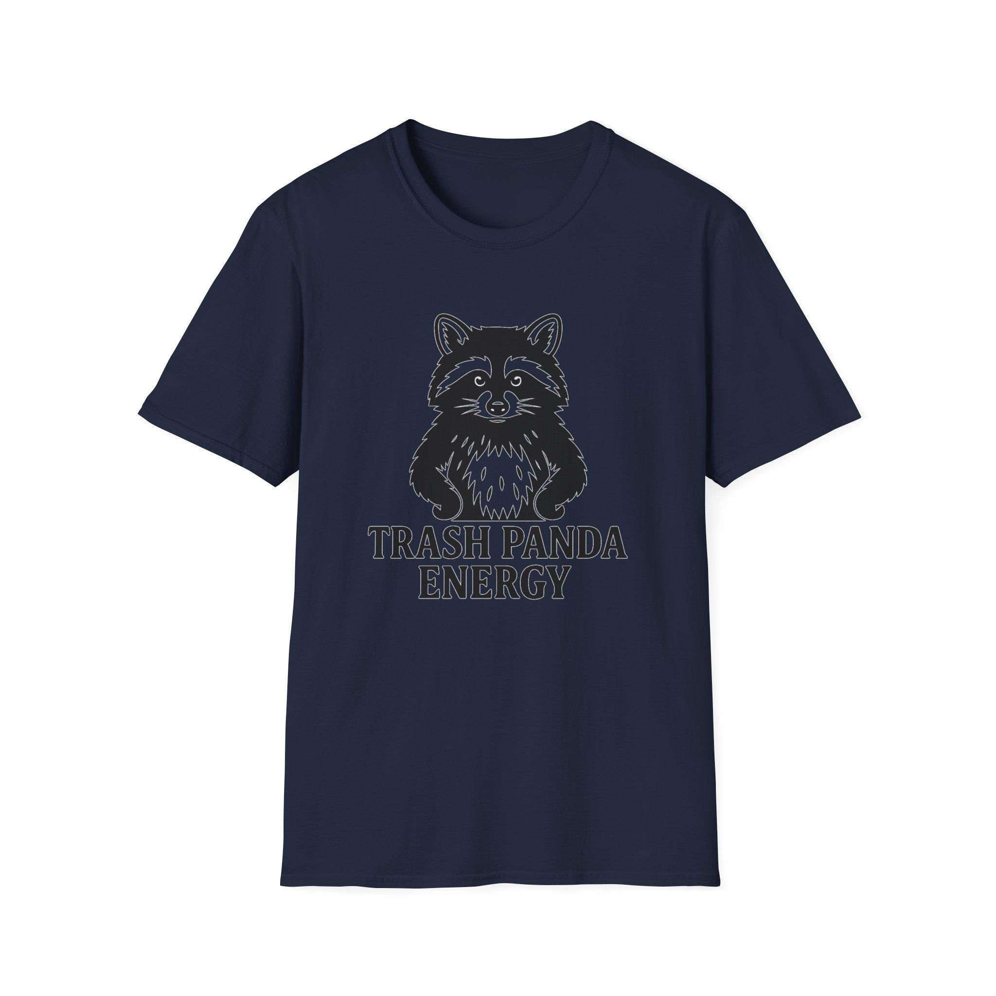 Trash Panda Energy Unisex Softstyle T-Shirt, Cute Animal Tee, Fun Graphic Top, Perfect Gift for Nature Lovers, Ideal for Casual Wear
