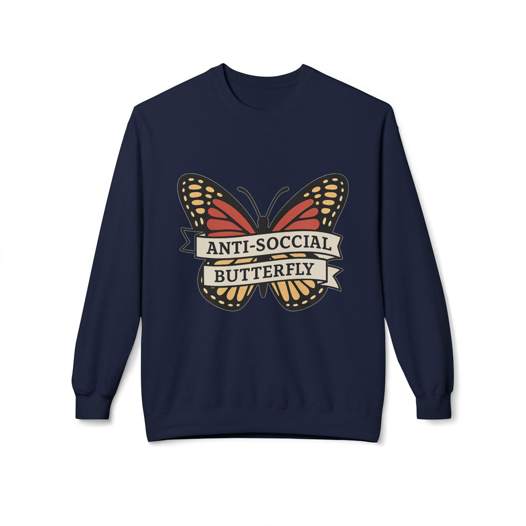 Anti-Social Butterfly Crewneck Sweatshirt | Funny Gift, Casual Wear, Graphic Sweatshirt, Cozy Loungewear, Unique Design